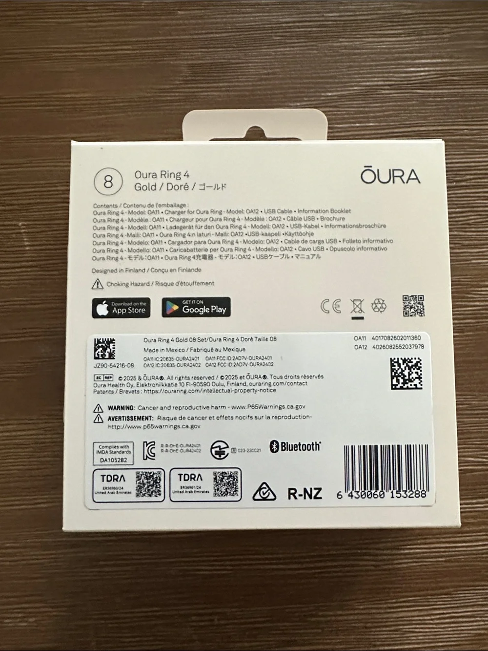 ŌURA Ring 4 - Gold Smart Ring (Size 8)